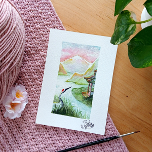 « Nature au soleil levant » - Japon - Aquarelle impression